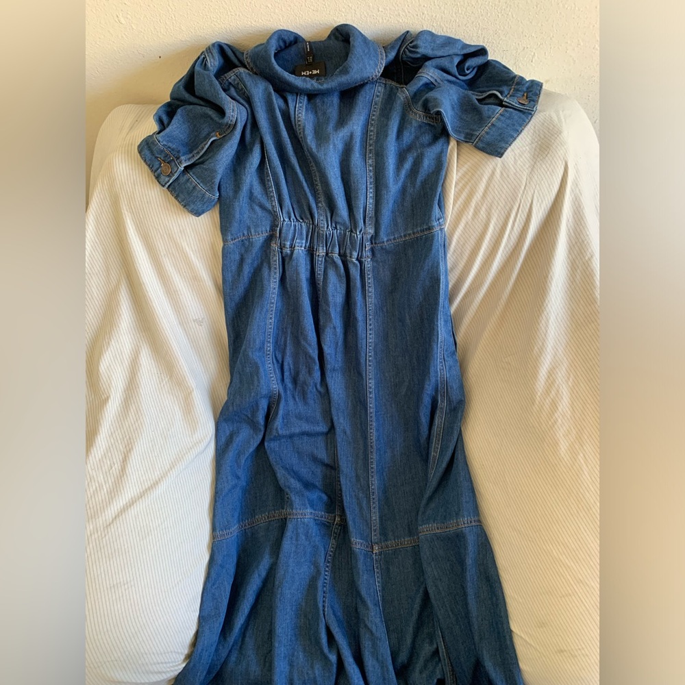 Me + Em Denim Jean Dress Women’s Size 4 Long Zip - Picture 2 of 5